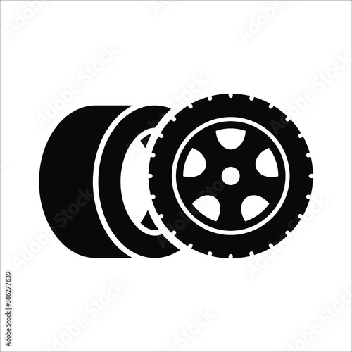 Tire black vector icon illustration on white backgrond