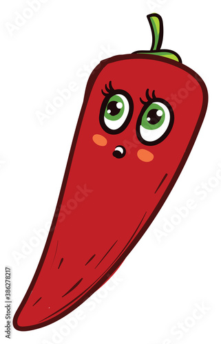 Chilli pepepr with green eyes, illustration, vector on white background photo