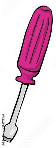 Pink screwdriver, illustration, vector on white background