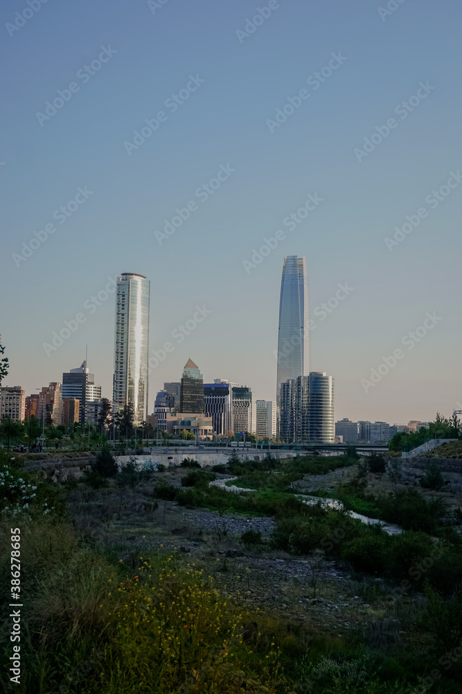 Vertical View of the financial center of Santiago de Chile