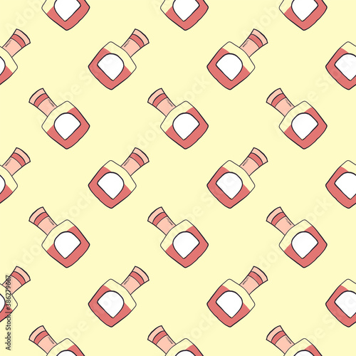 Nail polish ,seamless pattern on beige background.
