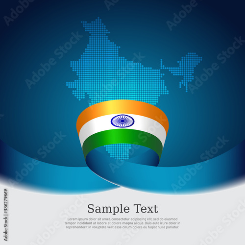 India flag background. Mosaic map, flag of india on blue white background. National poster. Vector design. State indian patriotic banner, cover, business flyer