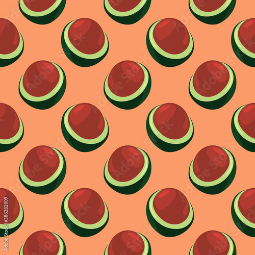 Macadamia in half,seamless pattern on orange background.