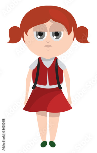 First day of school, illustration, vector on white background.