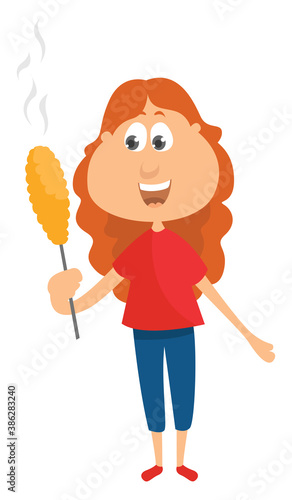 Hot corn, illustration, vector on white background.