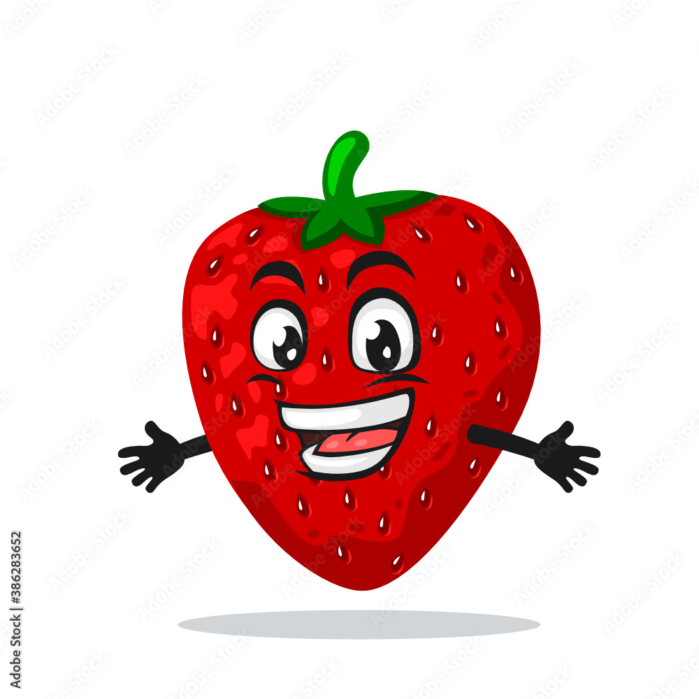 Obraz premium vector illustration of strawberry mascot or character 
