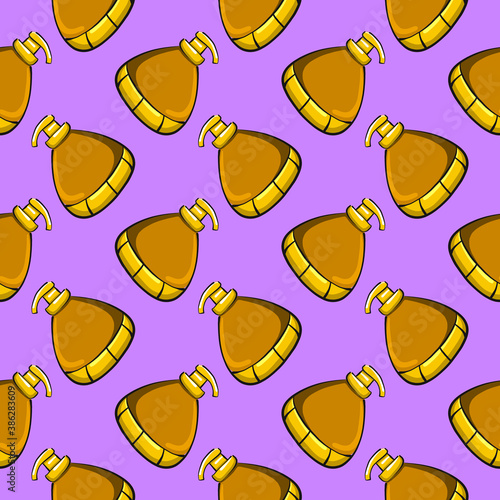 Yellow liquid soap,seamless pattern on purple background.