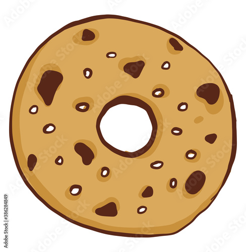 Round chocolate bisquit, illustration, vector on white background.