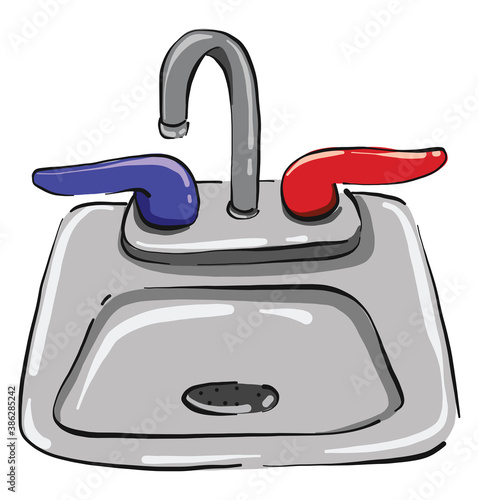 Kitchen sink, illustration, vector on white background.