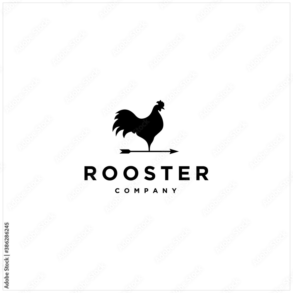 Obraz premium Rooster Logo Vector Arrow Icon Illustration