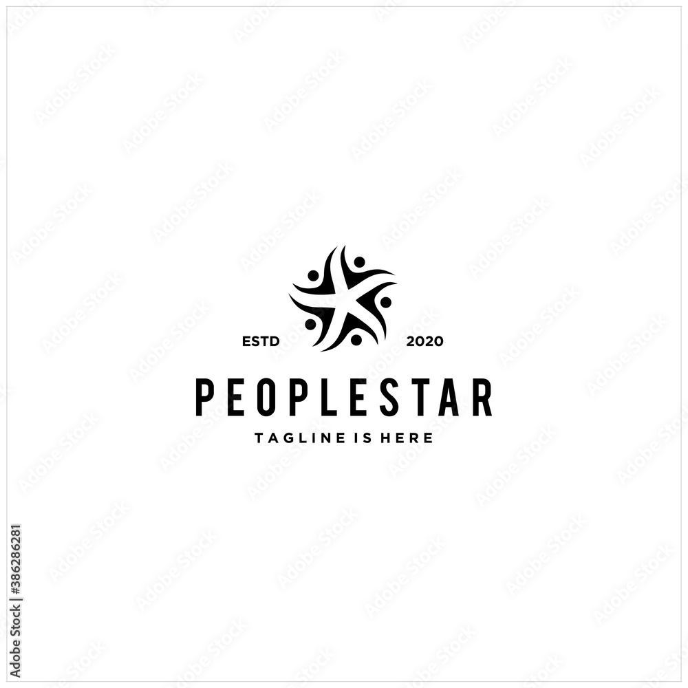 People Star Hipster Vintage Logo Vector Icon Illustration