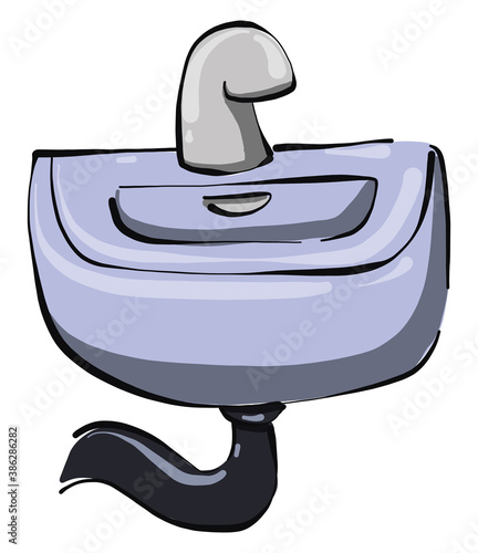 White washbasin, illustration, vector on white background.