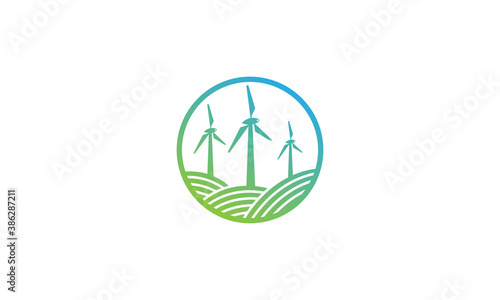 Creative Vector Illustration Logo Design. Windmill Concept.