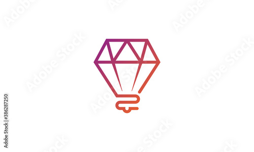 Creative Vector Illustration Logo Design. Diamond Lightbulb Concept.