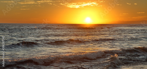 sunset over the beach