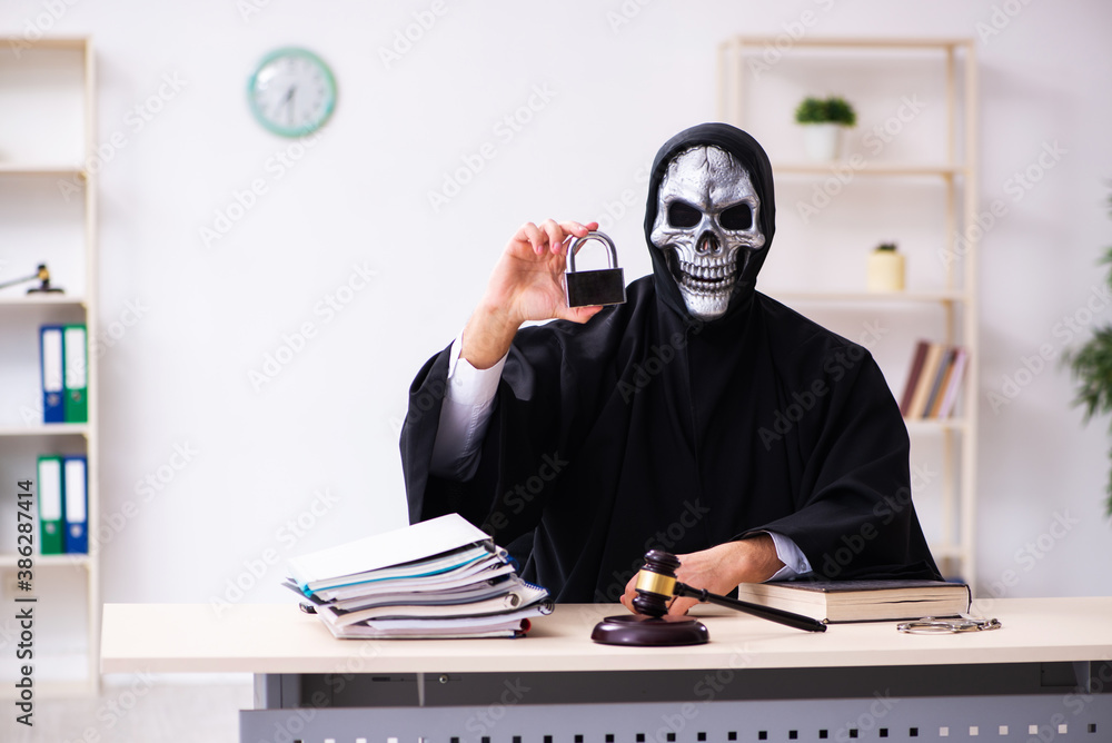Demon judge working in the courthouse Demon judge working in the courthouse