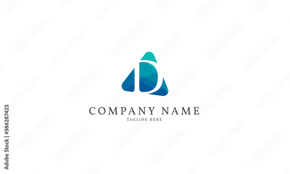 polygonal letter D modern triangle logo template polygonal letter D modern triangle logo template