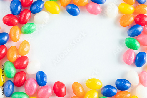 Colorful Jellybean Border on a White Background