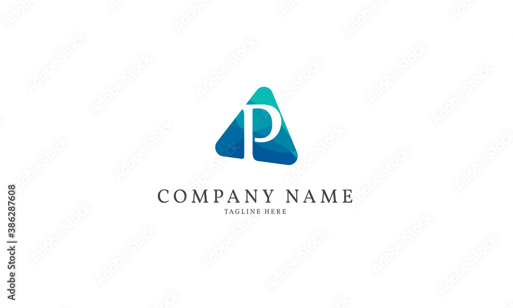 polygonal letter P modern triangle logo template polygonal letter P modern triangle logo template