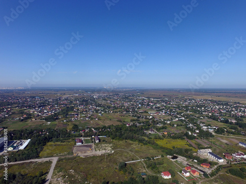 Aerial view of the saburb landscape (drone image). Near Kiev