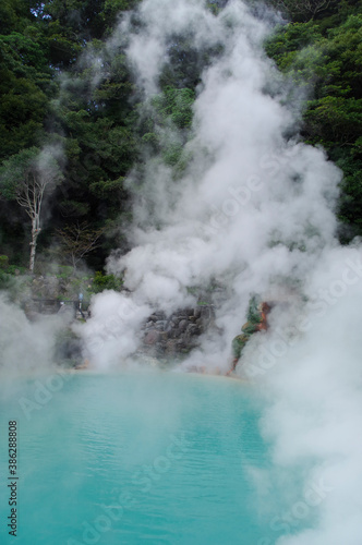 水蒸気を上げる温水が湧き出した池 © y.tanaka