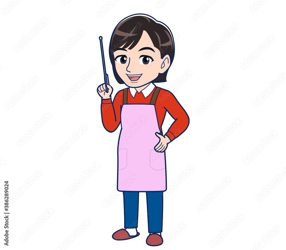 Beautiful woman in a pink apron Beautiful woman in a pink apron