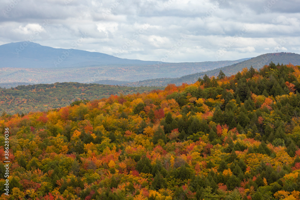 Autumn colors take over the forests around Mount Mondanock in souther New Hampshire