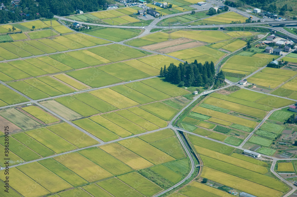 田園風景の空撮