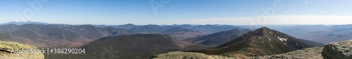 A Panoramic view to the east and south of Mount Lafeyette reveals the Pemigawassett Wilderness centered around Owl's Head © Joshua Conover