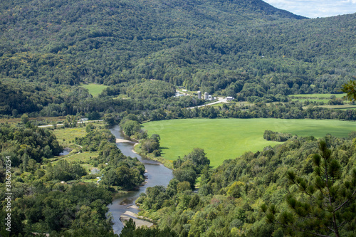 The view of the Lamoille River Valley from Prospect Rock on the Long Trail in Johnson, Vermont