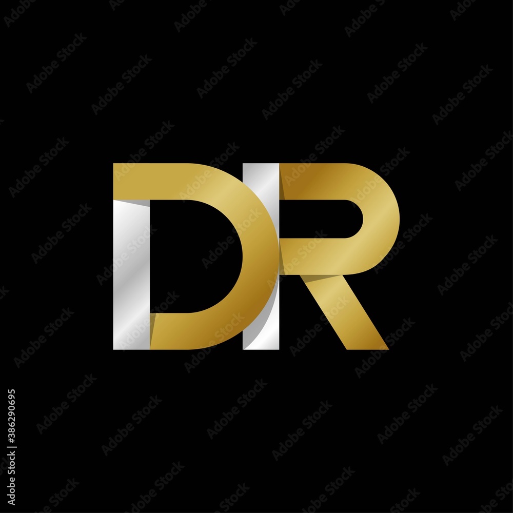 DR initial letter logo, simple shade, gold silver color DR initial letter logo, simple shade, gold silver color