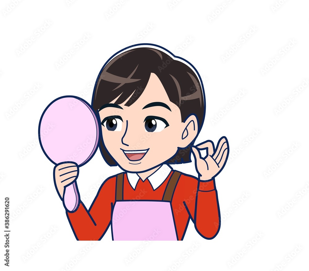 Beautiful woman in a pink apron Beautiful woman in a pink apron