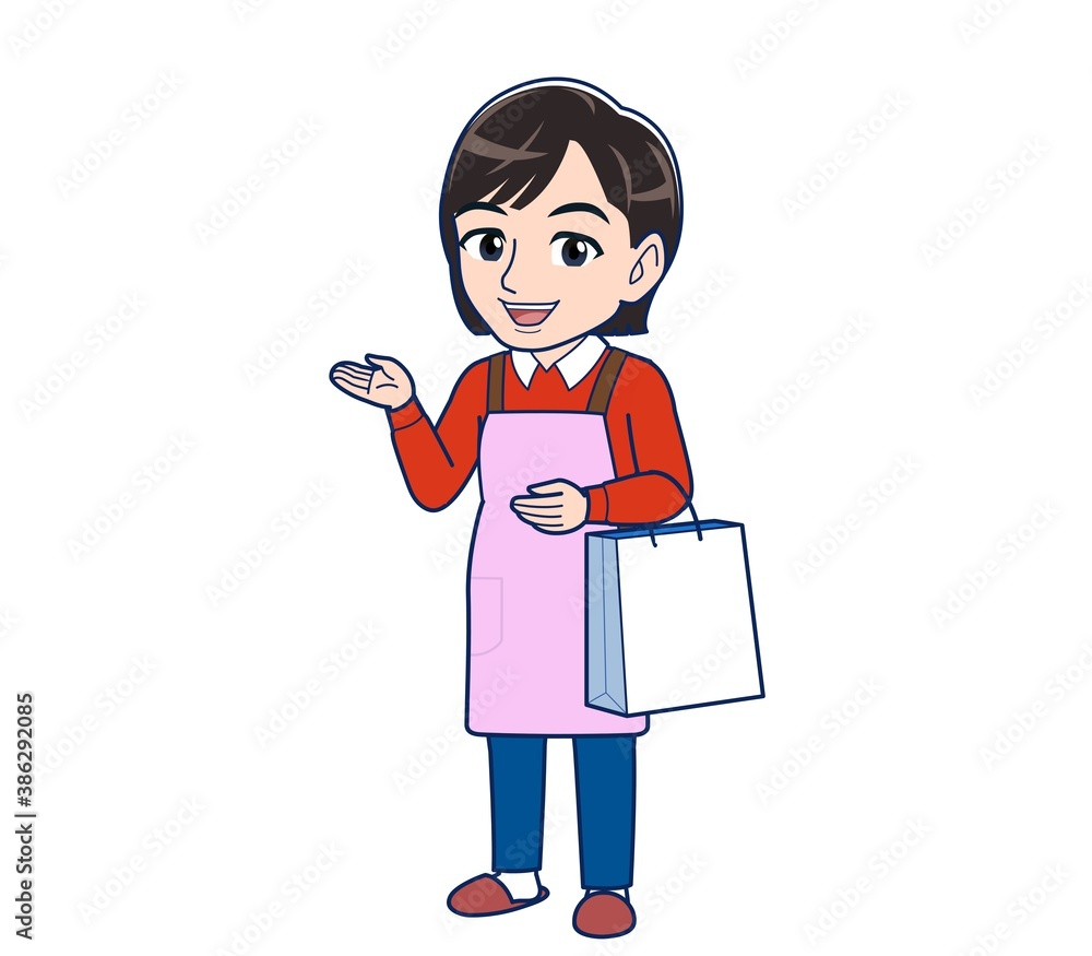 Beautiful woman in a pink apron