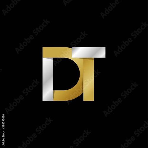 Free Download DT initial letter logo, simple shade, gold silver color - GFXLoad