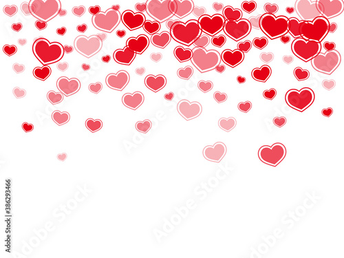 Rndom red hearts confetti vector illustration. Romantic February 14 backdrop. 