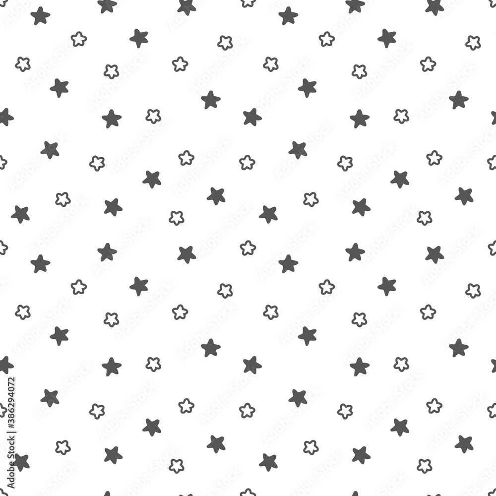 Cute modern kids and baby black and white dense solid and outline stars pattern background Cute modern kids and baby black and white dense solid and outline stars pattern background