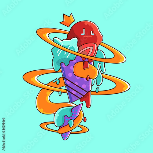 cute ice cram illustration design