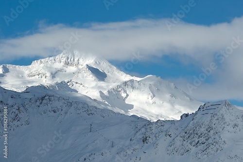 Winter high mountain landscape in the Alps