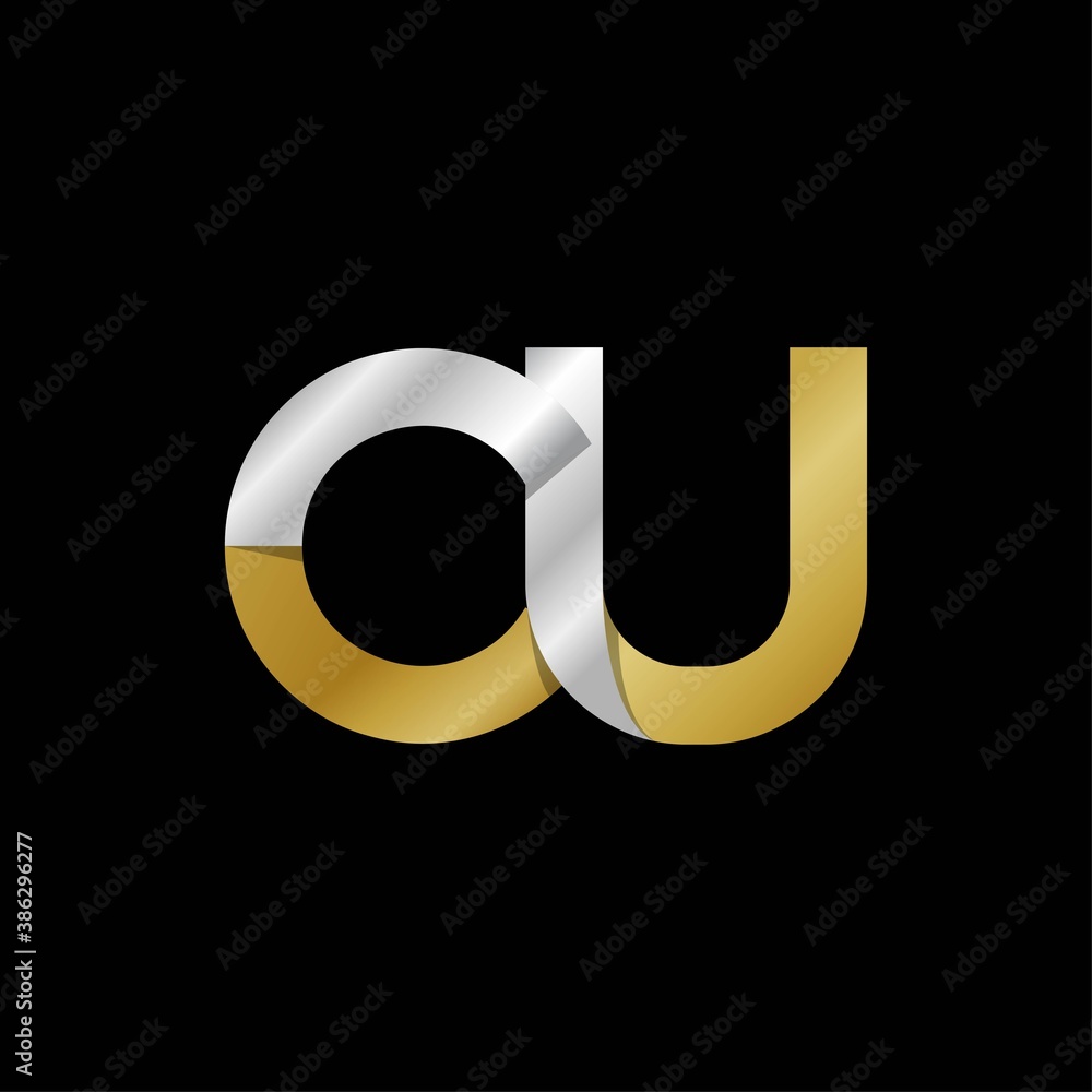 CU initial letter logo, simple shade, gold silver color CU initial letter logo, simple shade, gold silver color