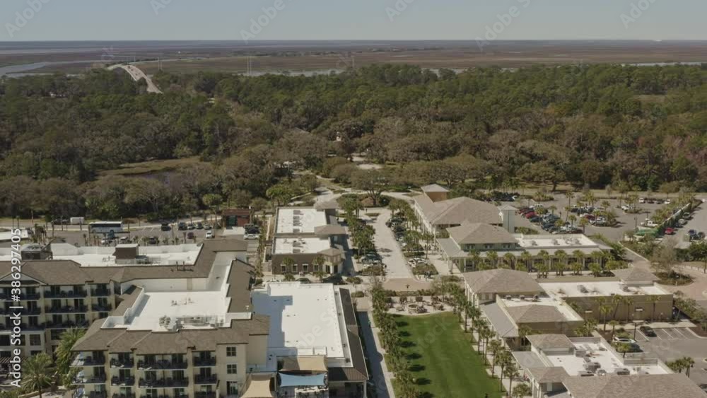 Jekyll Island Georgia Aerial v4 flyover of waterside all-inclusive resorts - March 2020 Jekyll Island Georgia Aerial v4 flyover of waterside all-inclusive resorts - March 2020