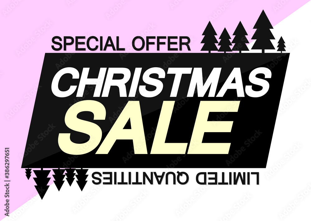 Christmas Sale, banner design template, Xmas discount tag, vector illustration