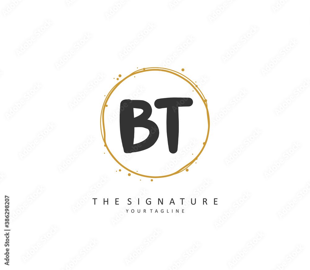 Obraz premium B T BT Initial letter handwriting and signature logo. A concept handwriting initial logo with template element.