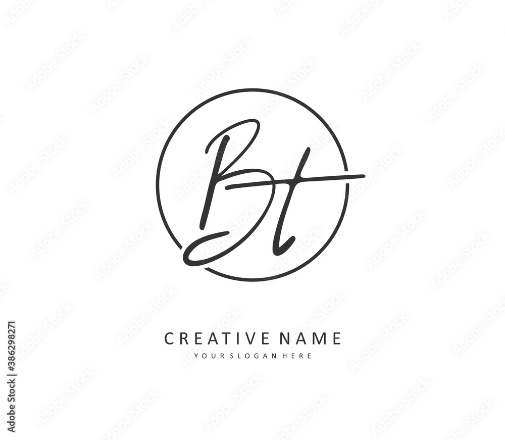 B T BT Initial letter handwriting and signature logo. A concept handwriting initial logo with template element. B T BT Initial letter handwriting and signature logo. A concept handwriting initial logo with template element.