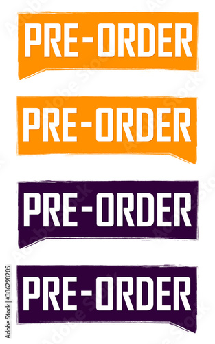 Set Pre-Order Sale banners design template, discount tags, vector illustration