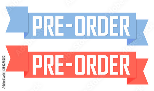 Set Pre-Order Sale banners design template, discount tags, vector illustration