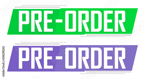 Set Pre-Order Sale banners design template, discount tags, vector illustration
