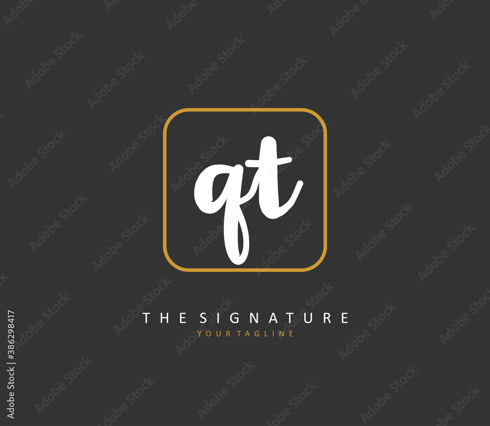 Q T QT Initial letter handwriting and signature logo. A concept handwriting initial logo with template element. Q T QT Initial letter handwriting and signature logo. A concept handwriting initial logo with template element.