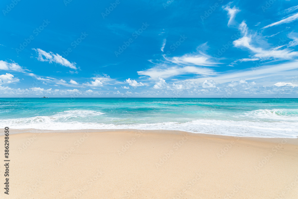 Beach sea sand background, with sunny sky.