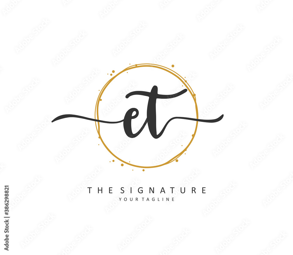 E T ET Initial letter handwriting and signature logo. A concept handwriting initial logo with template element. E T ET Initial letter handwriting and signature logo. A concept handwriting initial logo with template element.