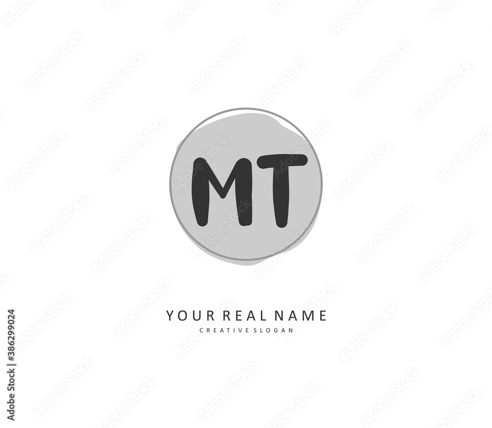 Fototapeta premium M T MT Initial letter handwriting and signature logo. A concept handwriting initial logo with template element.